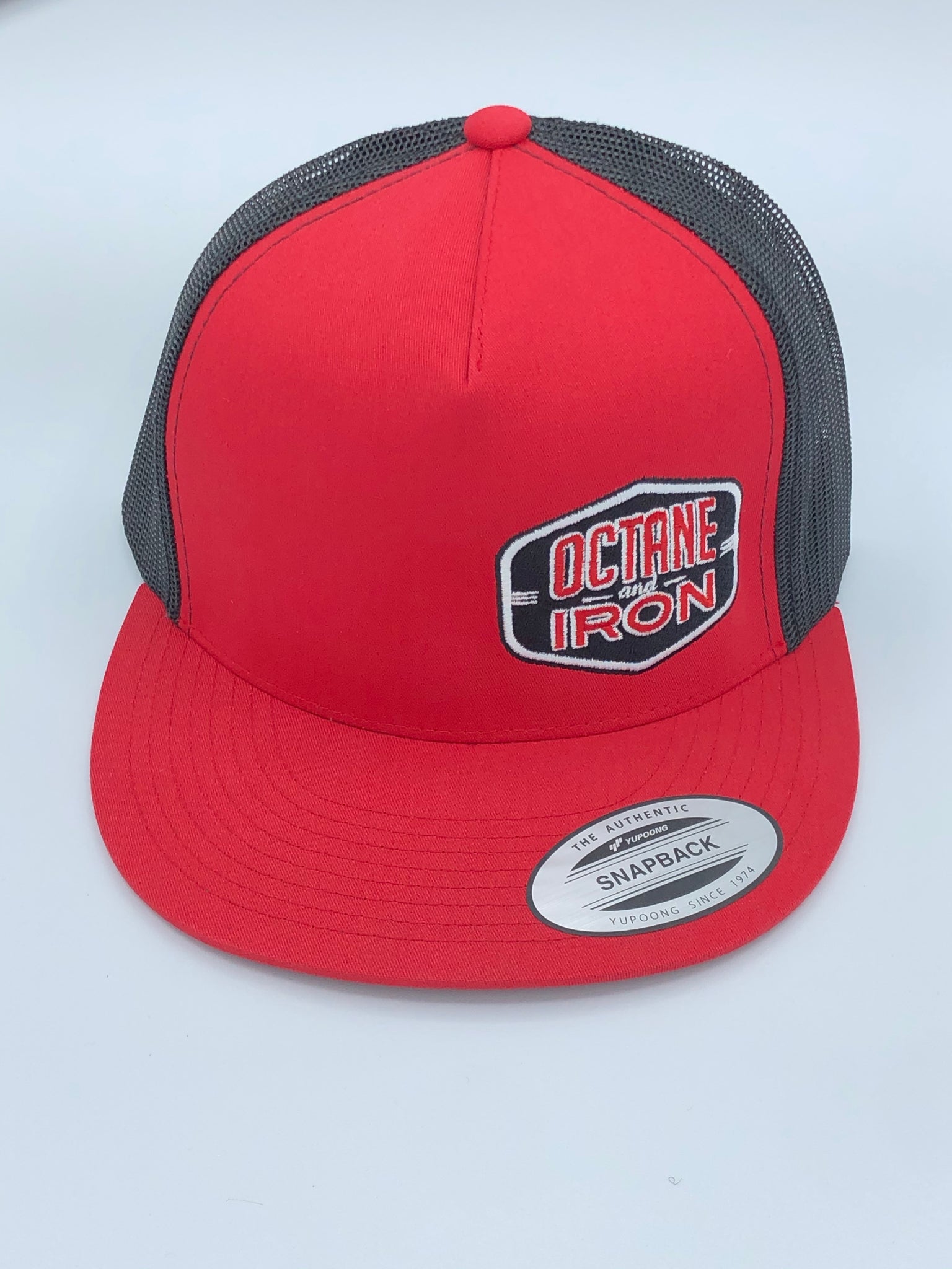 Two-Tone Red and Black Snapback Flat Bill